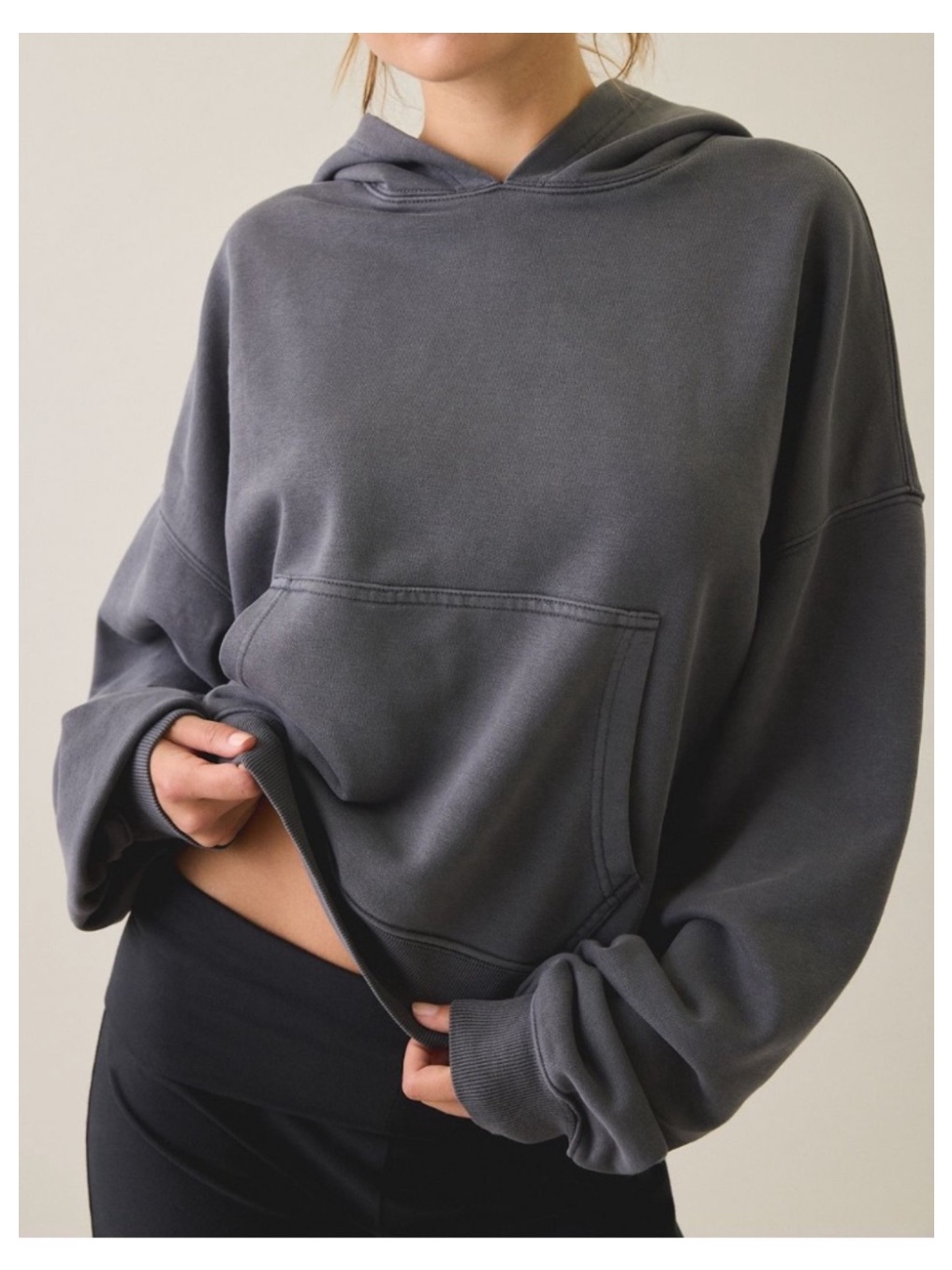 Nwt Out From Under By Urban Outfitters French Terry Hoodie Sweatshirt - Dk Grey